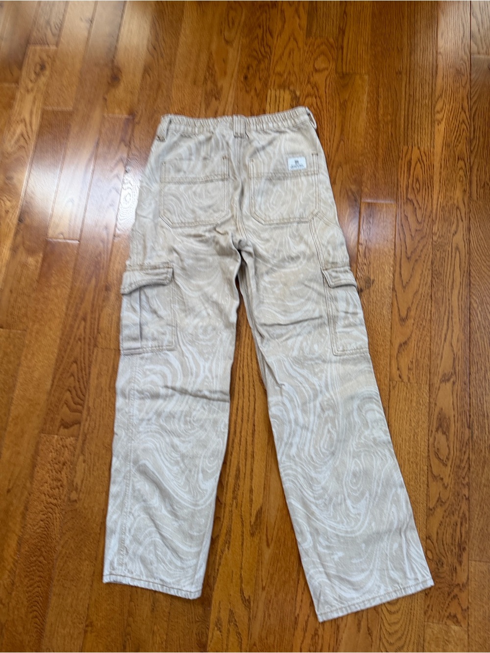 BDG Women’s Straight Leg Cargo Pants in Beige Swirl